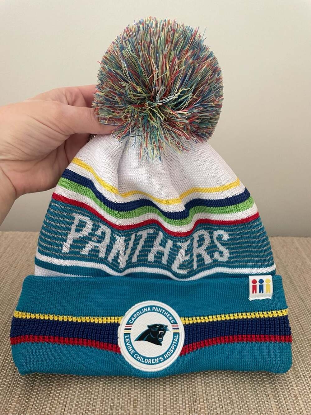 New Era Colorful Striped Carolina Panthers Beanie Hat